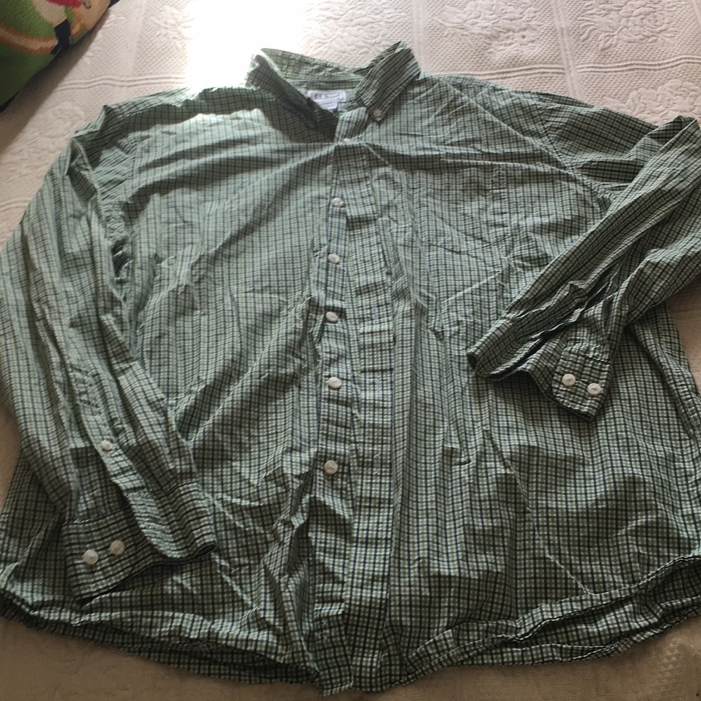 EUC green plaid button down